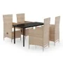 Juego de comedor de jardín 5 piezas con cojines beige by , Garden sets - Ref: Foro24-3099439, Price: 571,40 €, Discount: -5%%