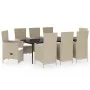 Juego de comedor de jardín 9 piezas con cojines beige by , Garden sets - Ref: Foro24-3099472, Price: 1,00 €, Discount: -5%%