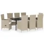 Juego de comedor de jardín 9 piezas con cojines beige by , Garden sets - Ref: Foro24-3099466, Price: 1,00 €, Discount: -5%%