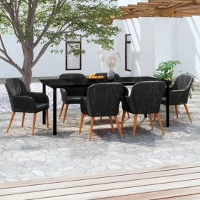 Juego de comedor de jardín 7 piezas con cojines negro von , Gartensets - Ref: Foro24-3099509, Preis: 813,88 €, Rabatt: -5%%