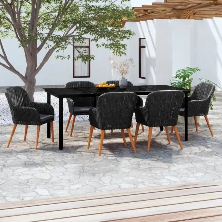 Juego de comedor de jardín 7 piezas con cojines negro von , Gartensets - Ref: Foro24-3099509, Preis: 813,88 €, Rabatt: -5%%