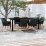 Juego de comedor de jardín 7 piezas con cojines negro von , Gartensets - Ref: Foro24-3099509, Preis: 813,88 €, Rabatt: -5%%