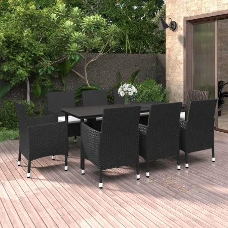 Set comedor de jardín 9 pzas y cojines ratán sintético y vidrio by , Garden sets - Ref: Foro24-3099684, Price: 722,85 €, Disc...