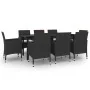 Set comedor de jardín 9 pzas y cojines ratán sintético y vidrio by , Garden sets - Ref: Foro24-3099684, Price: 722,85 €, Disc...