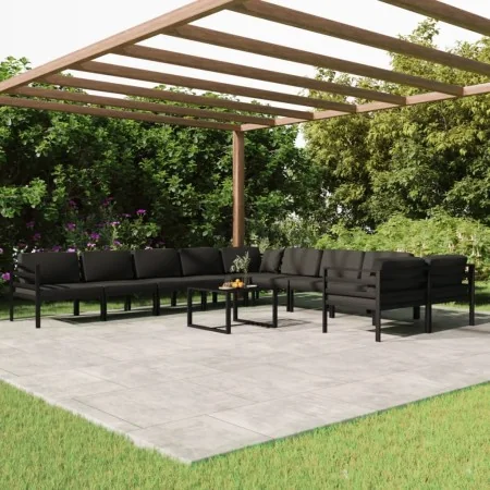 Set muebles de jardín 11 pzas y cojines aluminio gris antracita von , Gartensets - Ref: Foro24-3107828, Preis: 1,00 €, Rabatt...
