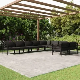 Set muebles de jardín 9 pzas y cojines aluminio gris antracita de , Conjuntos de jardín - Ref: Foro24-3107823, Precio: 1,00 €...