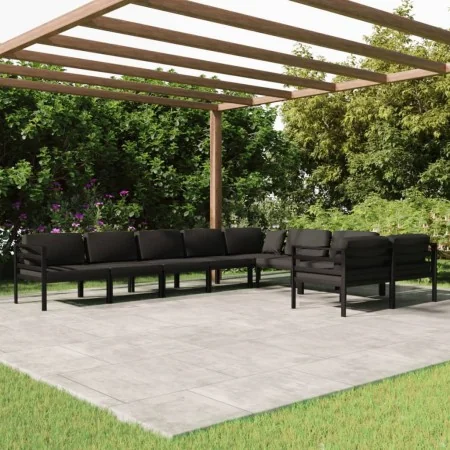 Set muebles de jardín 9 pzas y cojines aluminio gris antracita von , Gartensets - Ref: Foro24-3107823, Preis: 1,00 €, Rabatt:...