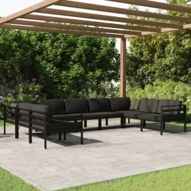 Set muebles de jardín 9 pzas y cojines aluminio gris antracita by , Garden sets - Ref: Foro24-3107814, Price: 1,00 €, Discoun...