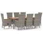Set comedor jardín 9 pzas y cojines ratán sintético gris by , Garden sets - Ref: Foro24-3157553, Price: 1,00 €, Discount: -5%%