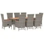 Set comedor jardín 9 pzas y cojines ratán sintético gris by , Garden sets - Ref: Foro24-3157553, Price: 1,00 €, Discount: -5%%