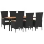 Set de comedor de jardín 7 pzas y cojines ratán sintético negro | Foro24.es | Tu tienda online para hogar, jardín y más Foro24.es