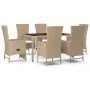 Set comedor de jardín 7 pzas con cojines ratán sintético beige by , Garden sets - Ref: Foro24-3157572, Price: 815,30 €, Disco...