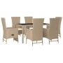 Set comedor de jardín 7 pzas con cojines ratán sintético beige by , Garden sets - Ref: Foro24-3157572, Price: 815,30 €, Disco...