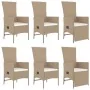 Set comedor de jardín 7 pzas con cojines ratán sintético beige by , Garden sets - Ref: Foro24-3157572, Price: 815,30 €, Disco...