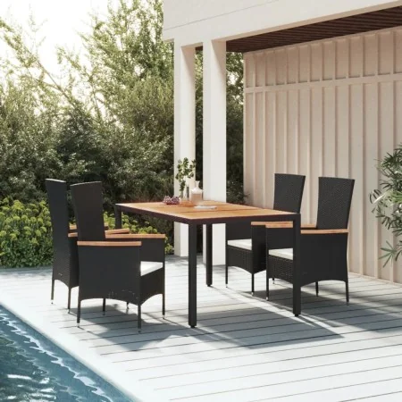 Set de muebles jardín 5 pzas con cojines ratán sintético negro | Foro24.es | Tu tienda online para hogar, jardín y más Foro24.es