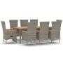 Set comedor jardín 9 pzas y cojines ratán sintético gris by , Garden sets - Ref: Foro24-3157545, Price: 865,27 €, Discount: -5%%