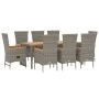 Set comedor jardín 9 pzas y cojines ratán sintético gris by , Garden sets - Ref: Foro24-3157545, Price: 865,27 €, Discount: -5%%