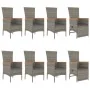 Set comedor jardín 9 pzas y cojines ratán sintético gris by , Garden sets - Ref: Foro24-3157545, Price: 865,27 €, Discount: -5%%