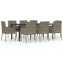 Set comedor jardín 9 pzas y cojines ratán sintético negro gris de , Conjuntos de jardín - Ref: Foro24-3185165, Precio: 619,06...