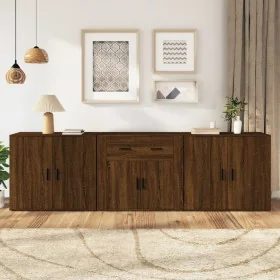 Aparadores 3 piezas madera contrachapada marrón roble by , Sideboards - Ref: Foro24-3185422, Price: 237,92 €, Discount: -5%%