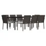 Juego comedor jardín 9 piezas y cojines ratán sintético y acero by , Garden sets - Ref: Foro24-3186966, Price: 564,17 €, Disc...