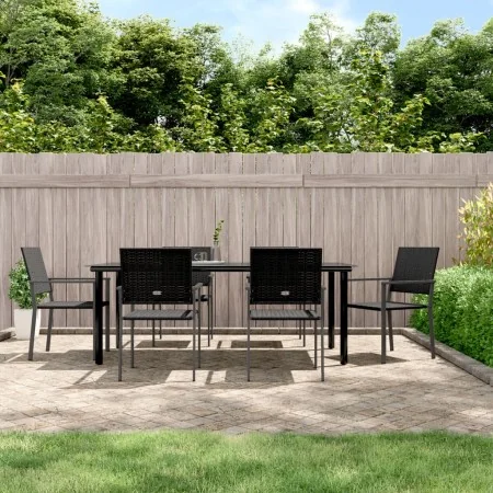 Juego de comedor para jardín 7 piezas ratán sintético y acero by , Garden sets - Ref: Foro24-3187031, Price: 413,64 €, Discou...