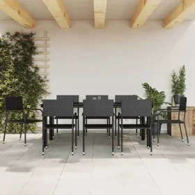 Juego de comedor de jardín 9 pzas ratán sintético y acero negro von , Gartensets - Ref: Foro24-3203287, Preis: 365,26 €, Raba...