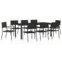 Juego de comedor de jardín 9 pzas ratán sintético y acero negro von , Gartensets - Ref: Foro24-3203287, Preis: 386,55 €, Raba...