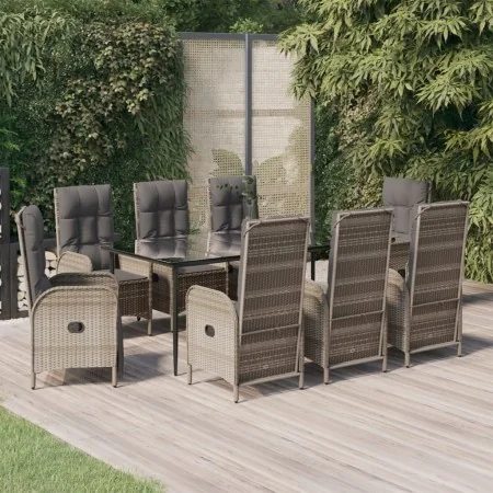 Set comedor jardín 9 pzas y cojines ratán sintético negro gris de , Conjuntos de jardín - Ref: Foro24-3185186, Precio: 1,00 €...