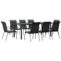 Juego de comedor para jardín 9 piezas acero y textilene negro von , Gartensets - Ref: Foro24-3200717, Preis: 567,93 €, Rabatt...