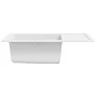 Fregadero de cocina con rebosadero ovalado granito blanco de , Fregaderos - Ref: Foro24-147104, Precio: 157,05 €, Descuento: ...