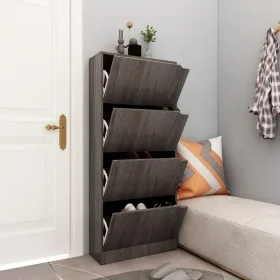 Zapatero 4 puertas madera ingeniería gris Sonoma