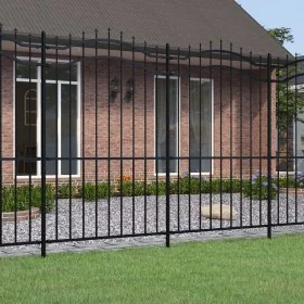 Valla de jardín con punta de lanza acero recubierto negro 222cm by , fence panels - Ref: Foro24-151083, Price: 202,40 €, Disc...