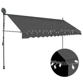 Toldo manual retráctil con LED gris antracita 350