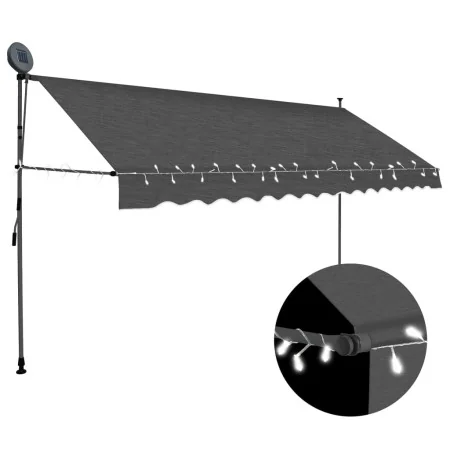Toldo manual retráctil con LED gris antracita 350 cm | Foro24.es | Tu tienda online para hogar, jardín y más Foro24.es