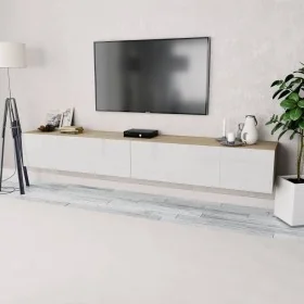 Mueble de TV 2 piezas madera ingeniería blanco brillo y roble von , TV-Möbel - Ref: Foro24-275114, Preis: 208,50 €, Rabatt: -5%%