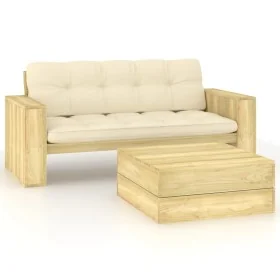 Set muebles de jardín y cojines 2 pzas madera pino impregnada de , Conjuntos de jardín - Ref: Foro24-3065779, Precio: 482,15 ...