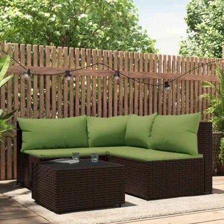 Set muebles de jardín 4 piezas y cojines ratán sintético marrón by , Outdoor sofas - Ref: Foro24-319829, Price: 345,60 €, Dis...