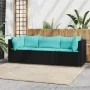 Set de muebles de jardín 3 pzas y cojines ratán sintético negro by , Outdoor sofas - Ref: Foro24-319798, Price: 219,74 €, Dis...