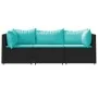 Set de muebles de jardín 3 pzas y cojines ratán sintético negro by , Outdoor sofas - Ref: Foro24-319798, Price: 219,74 €, Dis...