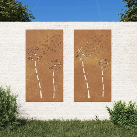 Adorno pared jardín 2 uds acero corten diseño flores 105x55 cm von , Poster, Drucke und visuelle Kunst - Ref: Foro24-824489, ...
