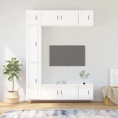 Set de muebles de TV 7 pzas madera contrachapada blanco brillo by , TV Furniture - Ref: Foro24-3188824, Price: 379,00 €, Disc...
