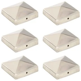 Tapas piramidales postes valla 6 uds acero inoxidable 81x81 mm de , Accesorios para rejas y vallas - Ref: Foro24-145486, Prec...