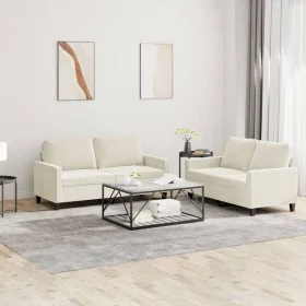 Juego de sofás con cojines 2 piezas terciopelo crema by , Sofas - Ref: Foro24-3201504, Price: 479,46 €, Discount: -5%%