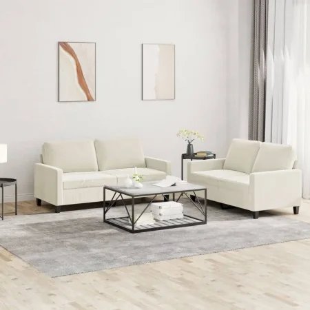 Juego de sofás con cojines 2 piezas terciopelo crema by , Sofas - Ref: Foro24-3201504, Price: 479,46 €, Discount: -5%%