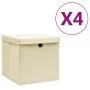 Cajas de almacenaje con tapas 4 uds crema 28x28x28 cm by , Storage baskets - Ref: Foro24-325216, Price: 28,06 €, Discount: -5%%