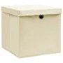 Cajas de almacenaje con tapas 4 uds crema 28x28x28 cm by , Storage baskets - Ref: Foro24-325216, Price: 28,06 €, Discount: -5%%