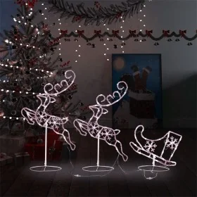 Renos voladores y trineo blanco cálido 260x21x87 cm by , Christmas lights - Ref: Foro24-328509, Price: 70,03 €, Discount: -5%%