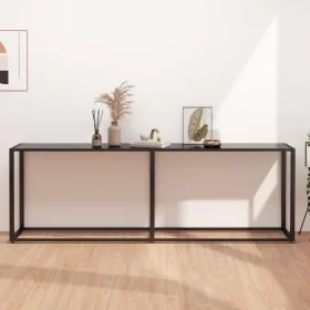 Mesa consola vidrio templado negro 220x35x75,5 cm de , Mesas auxiliares - Ref: Foro24-331691, Precio: 107,31 €, Descuento: -5%%