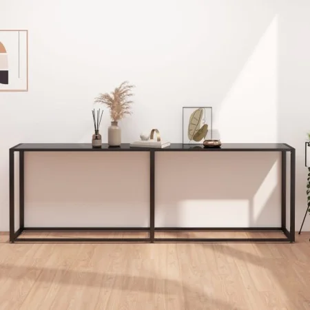 Mesa consola vidrio templado negro 220x35x75,5 cm de , Mesas auxiliares - Ref: Foro24-331691, Precio: 107,31 €, Descuento: -5%%